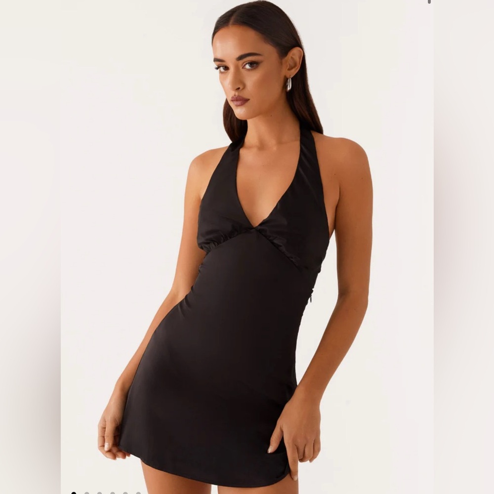 Peppermayo Black Halter Mini Dress